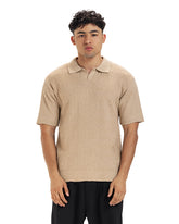 Textured Knit Polo Tee