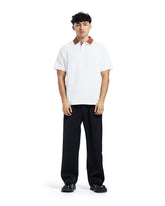 Textured Contrast Collar Polo Shirt