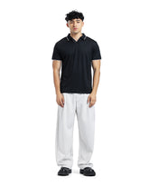 Ribbed Open-Collar Polo Shirt