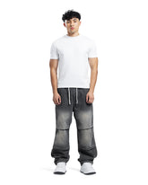 Distressed Denim Cargo Jogger
