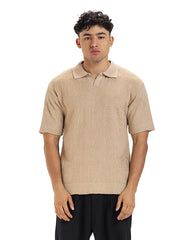 Textured Knit Polo Tee