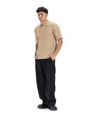 Textured Knit Polo Tee