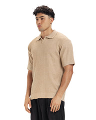 Textured Knit Polo Tee
