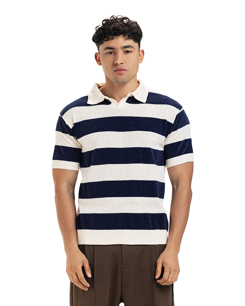 Retro Stripe Knit Polo