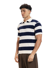 Retro Stripe Knit Polo