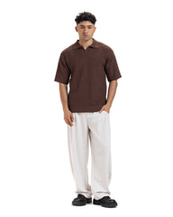 Textured Knit Polo Tee