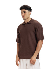 Textured Knit Polo Tee