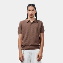 Ribbed Collar Knit Polo-T Shirt