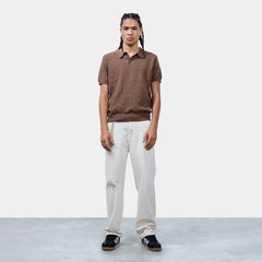 Ribbed Collar Knit Polo-T Shirt