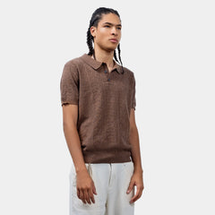 Ribbed Collar Knit Polo-T Shirt