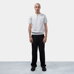 Ribbed Collar Knit Polo-T Shirt