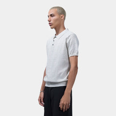 Ribbed Collar Knit Polo-T Shirt