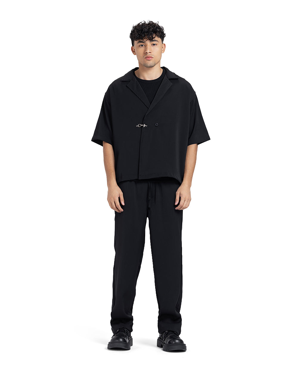 Charcoal Tailored Boxy Short Sleeve Set