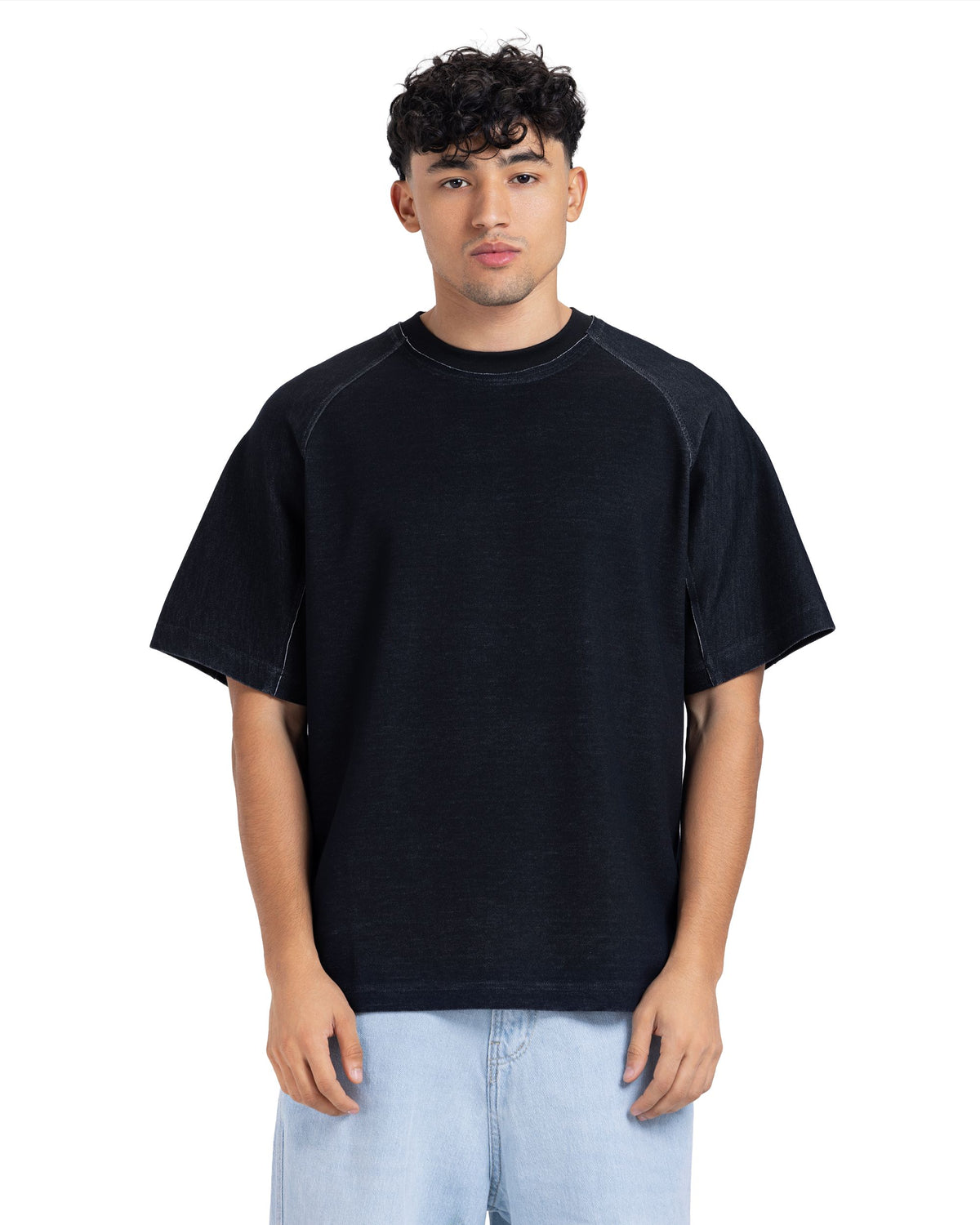 Boxy Fit Cotton T-Shirt - Black
