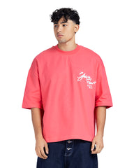 Chest Script Graphic Oversized Tee