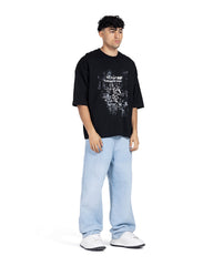 "Just Forget" Distressed Graphic Oversized Tee