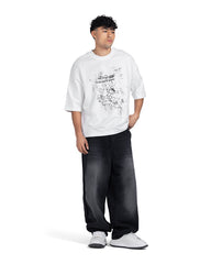 "Just Forget" Distressed Graphic Oversized Tee