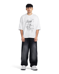 "Just Forget" Distressed Graphic Oversized Tee