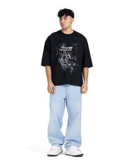 "Just Forget" Distressed Graphic Oversized Tee