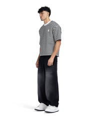 Horizontal Striped Patch Boxy Fit T-Shirt