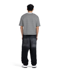 Horizontal Striped Patch Boxy Fit T-Shirt