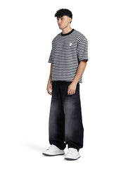 Horizontal Striped Patch Boxy Fit T-Shirt