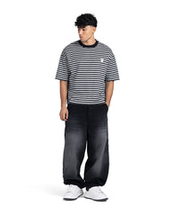 Horizontal Striped Patch Boxy Fit T-Shirt