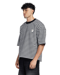 Horizontal Striped Patch Boxy Fit T-Shirt
