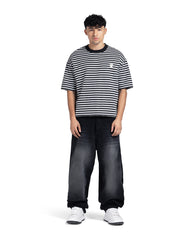 Horizontal Striped Patch Boxy Fit T-Shirt