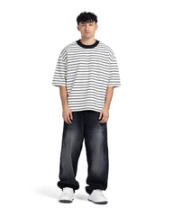 Horizontal Striped Crew Neck Oversized T-Shirt