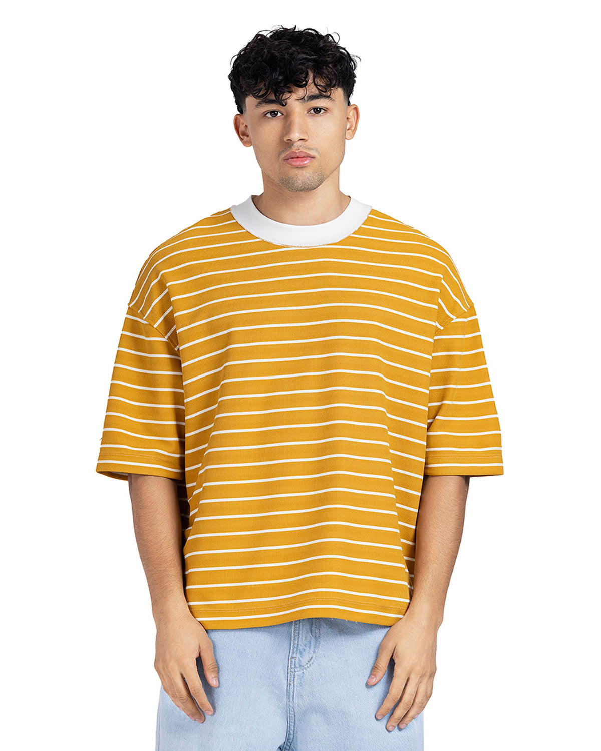 Horizontal Striped Crew Neck Oversized T-Shirt