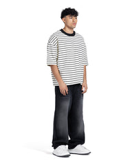 Horizontal Striped Crew Neck Oversized T-Shirt