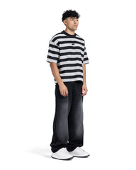 Horizontal Striped Dropped Shoulder Tee