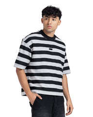 Horizontal Striped Dropped Shoulder Tee