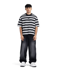 Horizontal Striped Dropped Shoulder Tee
