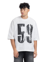 "59" Distressed Number Oversized Tee