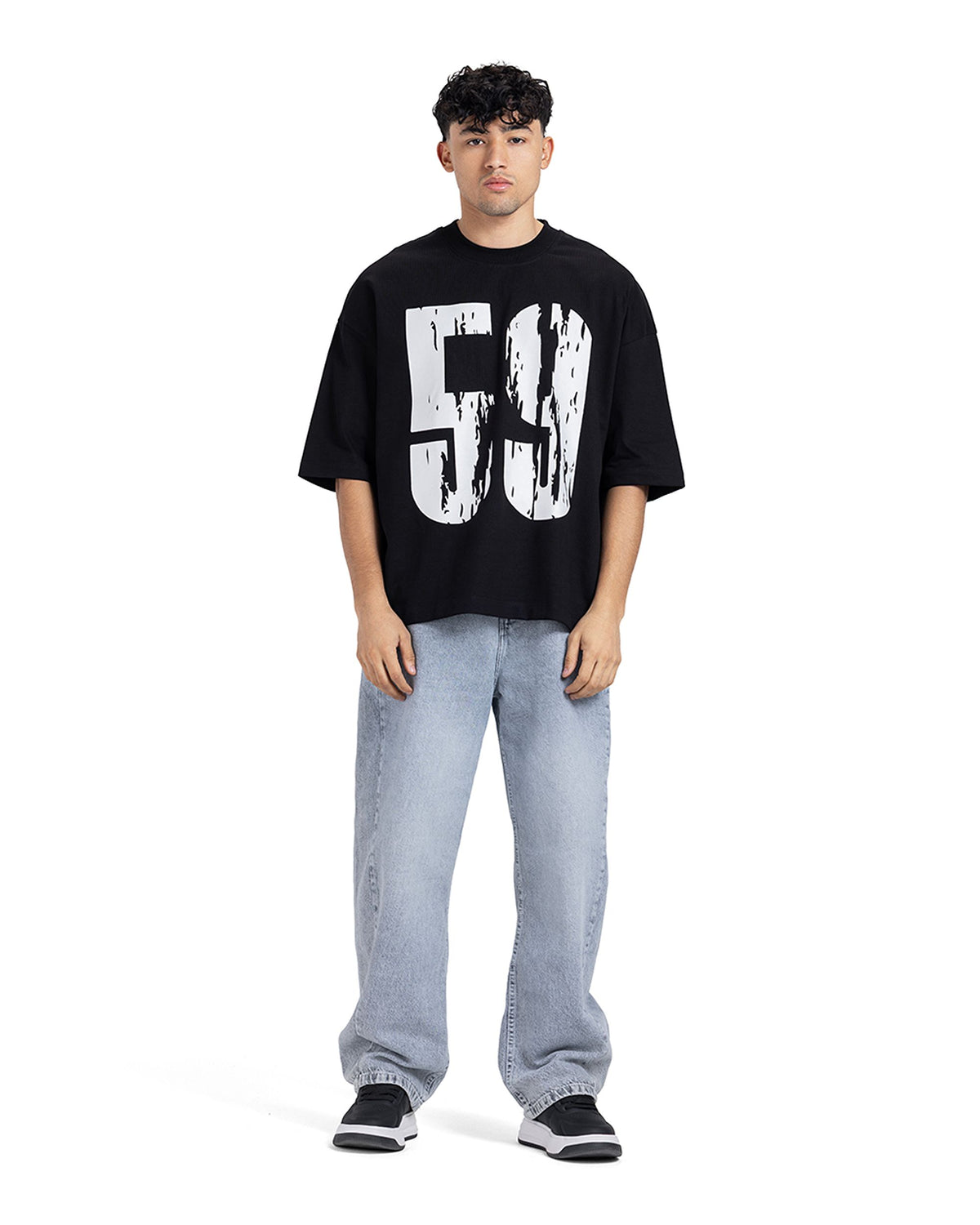 "59" Distressed Number Oversized Tee