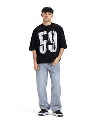 "59" Distressed Number Oversized Tee