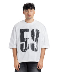 "59" Distressed Number Oversized Tee
