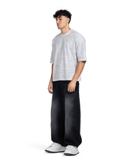Textured Striped Oversized T-Shirt