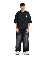 Textured Striped Oversized T-Shirt