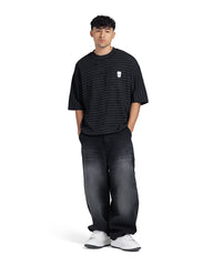 Textured Striped Oversized T-Shirt