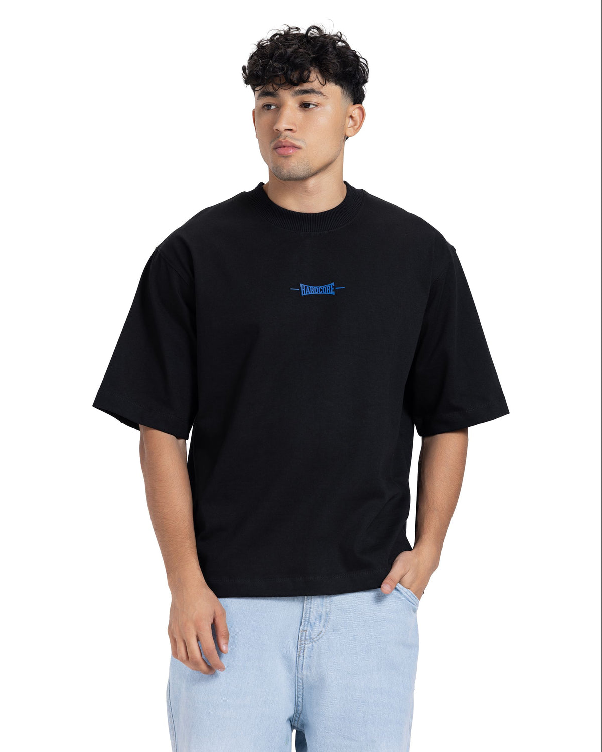 Oversized Heavyweight Black Tee - Hardcore