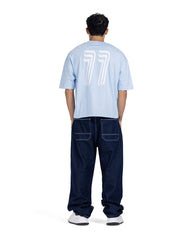 "77" Minimal Chest Graphic Oversized Tee