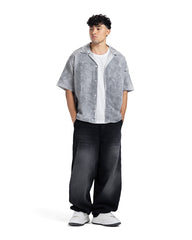 Distressed Patchwork "83" Boxy Fit Shirt