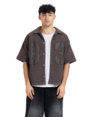 Distressed Patchwork "83" Boxy Fit Shirt