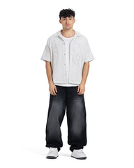 Distressed Patchwork "83" Boxy Fit Shirt