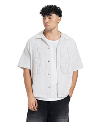 Distressed Patchwork "83" Boxy Fit Shirt