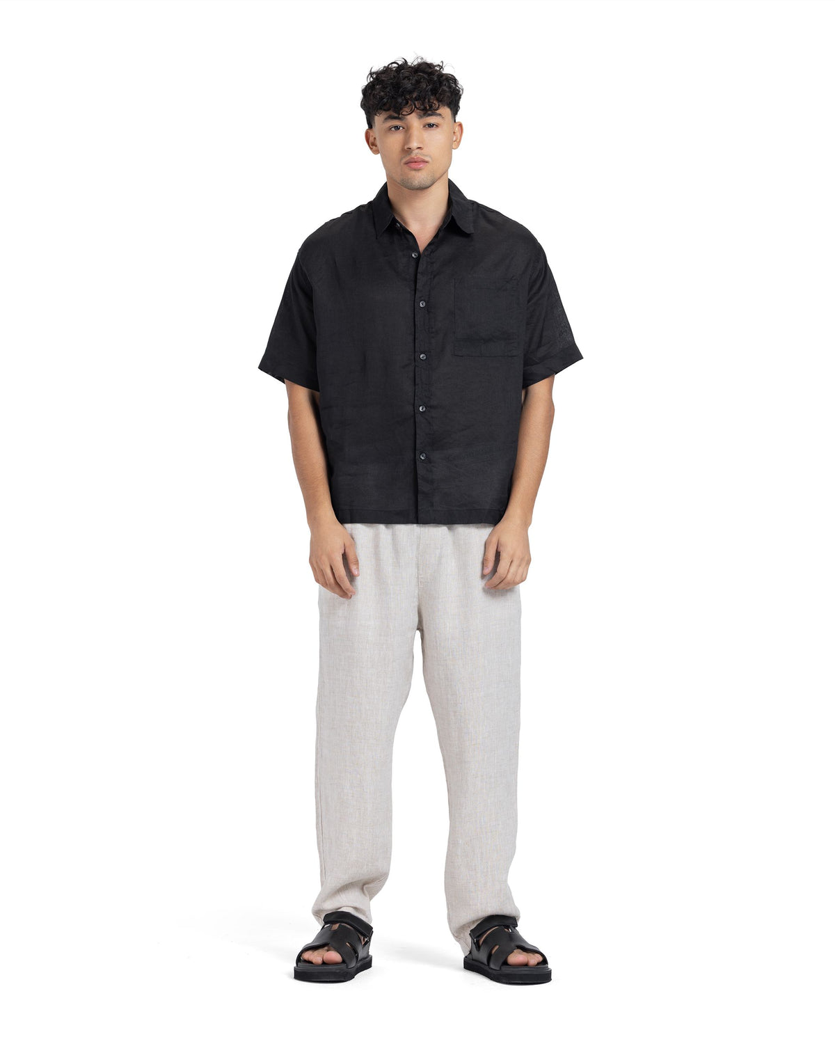 Solid Breathable Linen Boxy Shirt