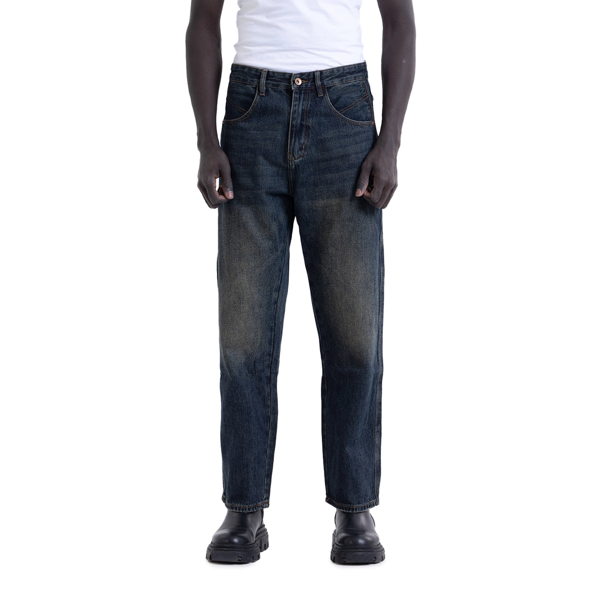 Dark Blue Washed Denim Jeans
